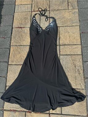 🖤 Y2K Studded Black Midi Dress